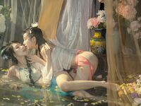 極品雙模網紅美少女火辣出鏡▌雲溪溪x奶桃▌古裝浴池嬉戲 性感肚兜誘人乳暈 濕身誘惑超寫實古代風