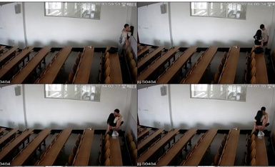 经典体育课一对情侣跑到自习室打野炮，谁想值班室正好有人看着摄像头，等着学校处分吧