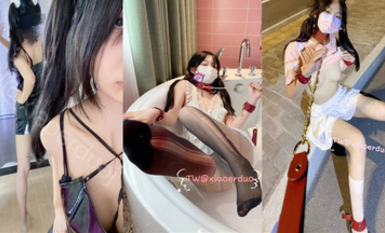 青春無敵 推特可鹽可甜嬌小大奶饅頭粉鮑少女福利姬【小耳朵】私拍，JK狗鏈戶外露出紫薇，各種反差行為（1）