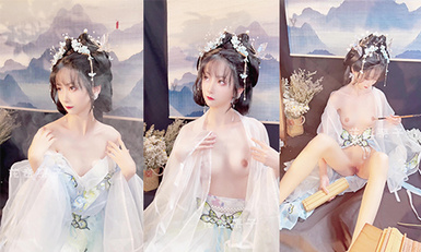 【高端絕美❤️私拍】超火爆網紅喵小吉黃金拍檔金魚kinngyo新作《蒼梧瑤》畫風美到爆炸 酥乳小穴誘人至極 (1)