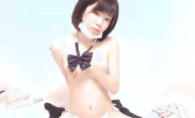 【無修正ライブチャット】Ｊ系制服ロリカワ素人女子が長時間配信！リボンと紺ソ残しＭ字接写くぱぁ＆クリ電マ当てオナ！すぐにマスク外す！美乳◎アナル見え◎