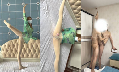 高顏芭蕾舞姬頂級身材一字馬舞蹈系女神【胡桃夾子】私作，裸舞紫薇高難度體操姿勢打炮，簡直爽爆了（1）