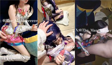 推特專操極品COS大神『Maniacccccc』游戲里楚楚動人的原神熒竟然趴在椅子上被後入 蹂躪熒妹coser的身體到底有多爽 (1)