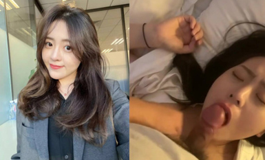 00後粉嫩女大學生化身吃雞小母狗，被男友按在床上無套爆操懟臉拍攝，粉嫩的嫩穴還被無套內射